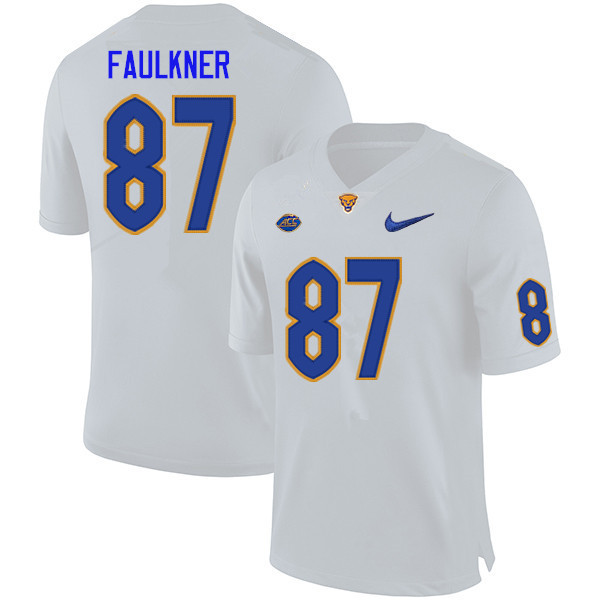 Men #87 Trevor Faulkner Pitt Panthers College Football Jerseys Sale-White